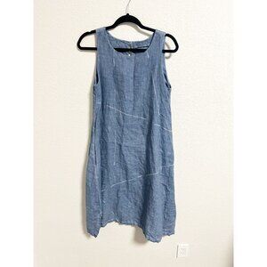 Elemente Clemente Linen Sleeveless Shift Dress Keyhole Back Boat Neck Size 1‎